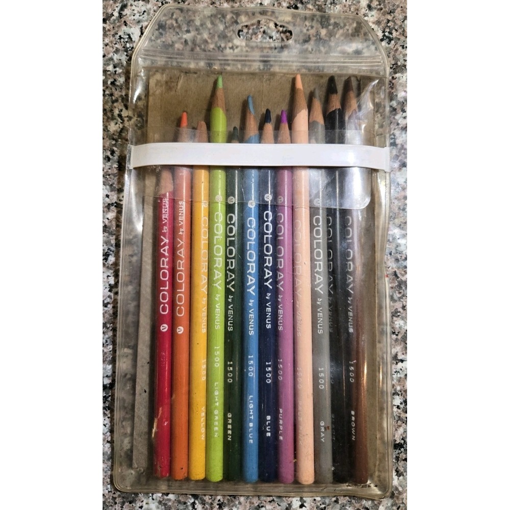 Coloray Colored Pencil Lot 12 ct Multicolor Art Design Drawing Pre-Owned Vintage